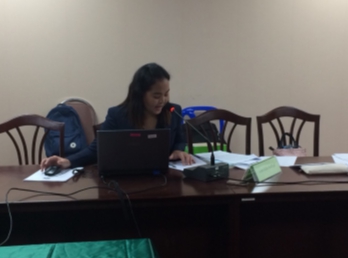 บรรยากาศการสอบเค้าโครงวิทยานิพนธ์
ของนางสาววันวิสา จันทร์วิบูลย์