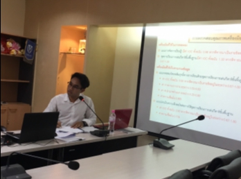 บรรยากาศการสอบป้องกันวิทยานิพนธ์
ของนางสาวภคมนวรรณ ขุนพิณี และนายอธิวัฒน์
พรหมจันทร์