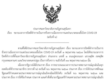 Extension deadline for Graduate School
office opening due to COVID-19 epidemic