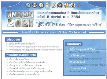เชิญชวนส่งผลงานวิจัยและเข้าร่วมการประชุมวิชาการระดับชาติ
วิทยาลัยนครราชสีมา ครั้งที่ 8