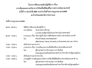 โครงการฝึกอบรมเชิงปฏิบัติการ
เรื่องการเขียนบทความวิชาการ/วิจัยเพื่อตีพิมพ์ในวารสารระดับนานาชาติ
ครั้งที่ 11 ประจำปี 2564
