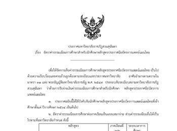 อัตราค่าบริการทางการเเพทย์เเละหัตถการ
คลินิกการแพทย์แผนไทยประยุกต์
โรงพยาบาลการแพทย์แผนไทย