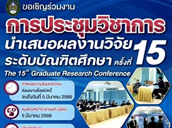 Invited to submit articles to be
presented in the 15th Graduate Research
Conference, Ubon Ratchathani Rajabhat
University