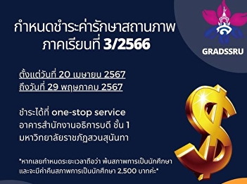 Deadline for Payment of Student Status
Maintenance Fee, Semester 3/2566