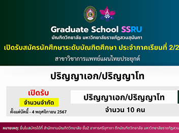 Department of Applied Thai Traditional
Medicine, Graduate School, Suan Sunandha
Rajabhat University