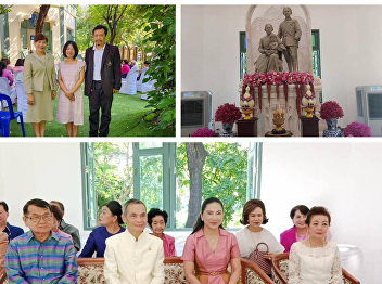 The executives and staff of the Graduate
School participated in the ceremony to
enshrine the royal statue on the
pedestal.