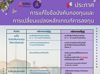 Announcement from the Suan Sunandha
Rajabhat University Provident Fund