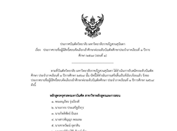 Announcement from the Graduate School,
Suan Sunandha Rajabhat University
Regarding the announcement of the list
of eligible candidates for the graduate
entrance examination, Semester 1,
Academic Year 2026 (Round 1)