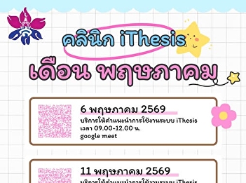 Having trouble with iThesis? Don't
worry! Join us throughout May.