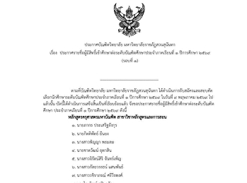 Announcement from the Graduate School,
Suan Sunandha Rajabhat University
Regarding the announcement of the list
of eligible candidates for graduate
studies Semester 1, Academic Year 2026
(Round 1)